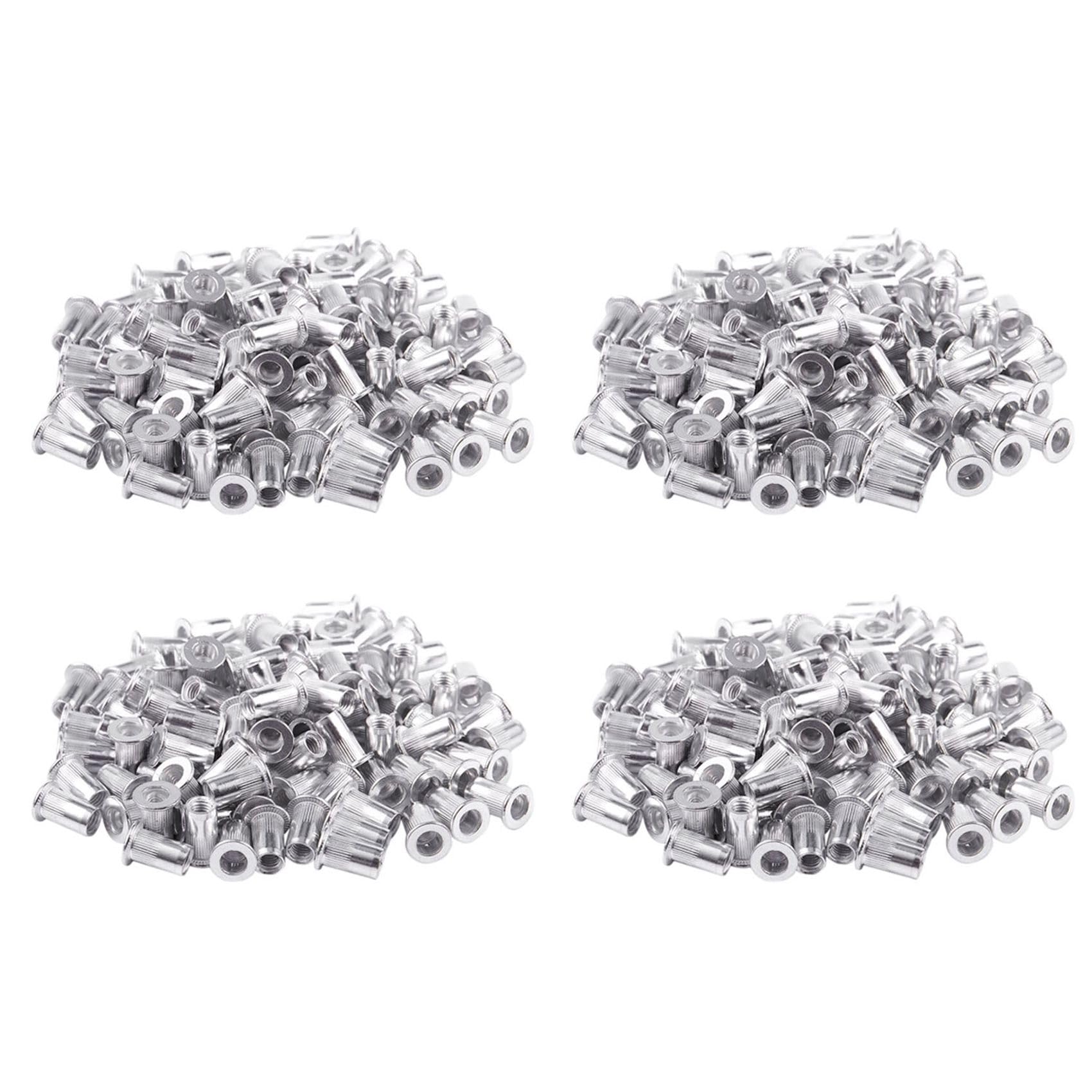 Jnchdghwa Silver M5 Aluminium Threaded Rivnuts Flat Head Rivet Nuts Nutserts 400Pcs