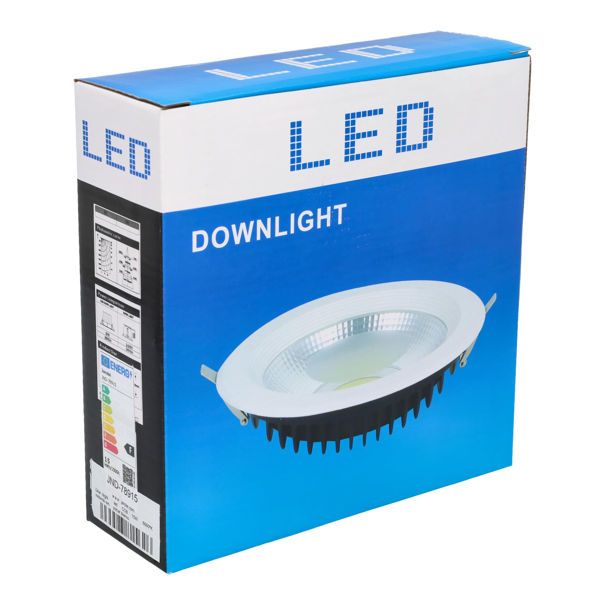 JANDEI – Confezione da 10 Faretti LED COB da Incasso da 15W, 1350 Lumen, Cornice Rotonda Bianca 160x55mm (Foro da 130-135mm). IP44 Ideale Cucina, Bagno - Luce fredda 6000K
