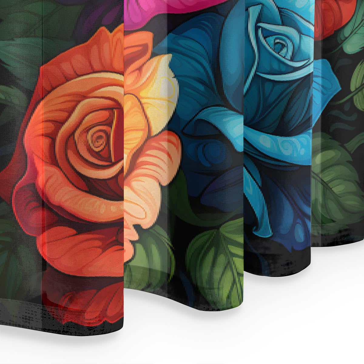 Mexpekil Durchsichtiger Fenstervorhang, bunte Rosen-Blumen, 2 Paneele, Voile-Vorhänge für Wohnzimmer, Schlafzimmer, Büro, Kinderzimmer, Fenstervorhänge, 139,7 x 213,4 cm lang