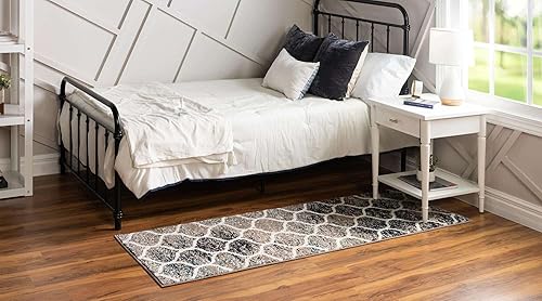 Miniatura 285 de Rugs.com Lattice Frieze Collection Alfombra – 4 x 6 pies, alfombra mediana negra perfecta para salas de estar, comedores grandes, planos abiertos