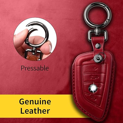 Miniatura 8 de Tukellen Funda de cuero genuino para llavero BMW 2 5 6 7 Series X1 X2 X3 X5 X6-Negro