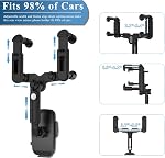 Phone Mount for Car, Rear View Mirror Phone Holder, Rotatable and Retractable Phone Holder for Car Compatible with iPhone Samsung All 4-7 Inch Cell Phones