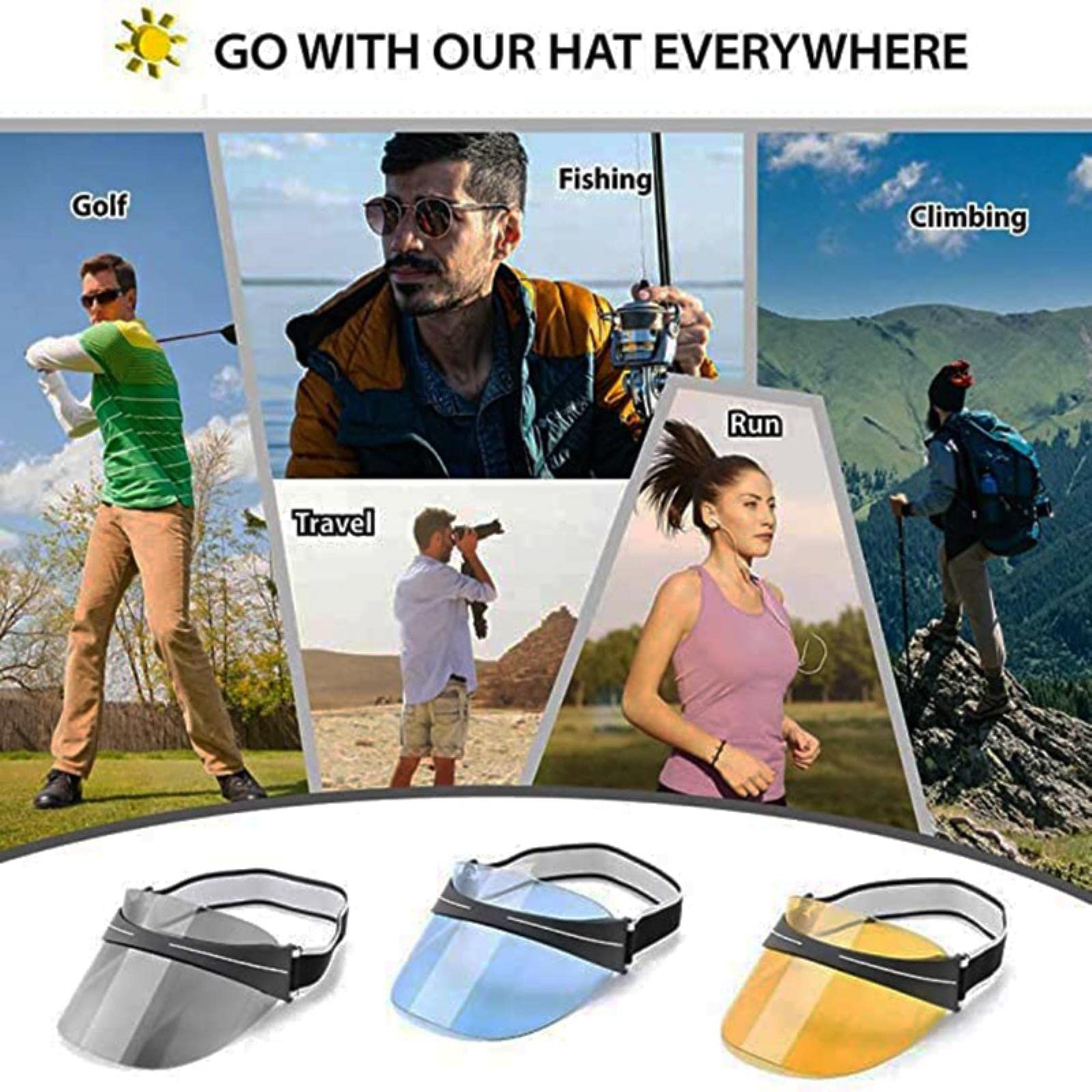Chapeaux de Soleil Unisexe 80S Style Retro Néon Sun Visor Head Bandeau Cap Tennis De Golf