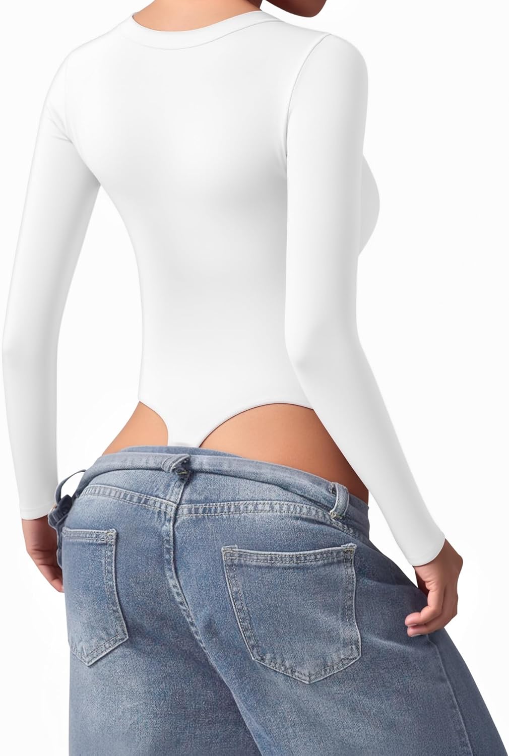 Womens Long Sleeve Body Suits V Neck Thong Bodysuit Shirts Sexy Fall Going Out Tops Y2K 2025 - Image 3