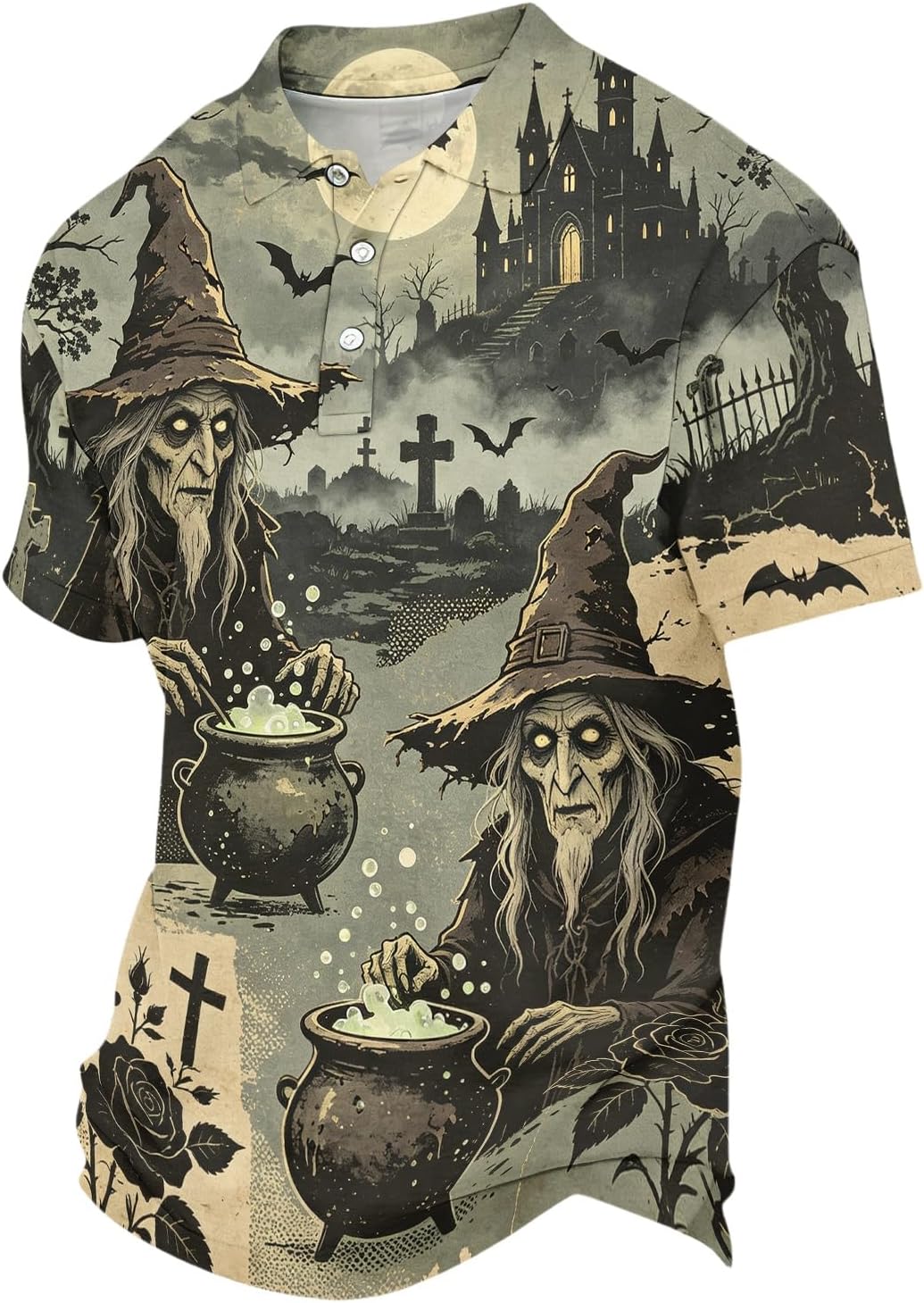 Halloween Polo Shirts for Men Funny Moisture Wicking Performance Golf Shirt