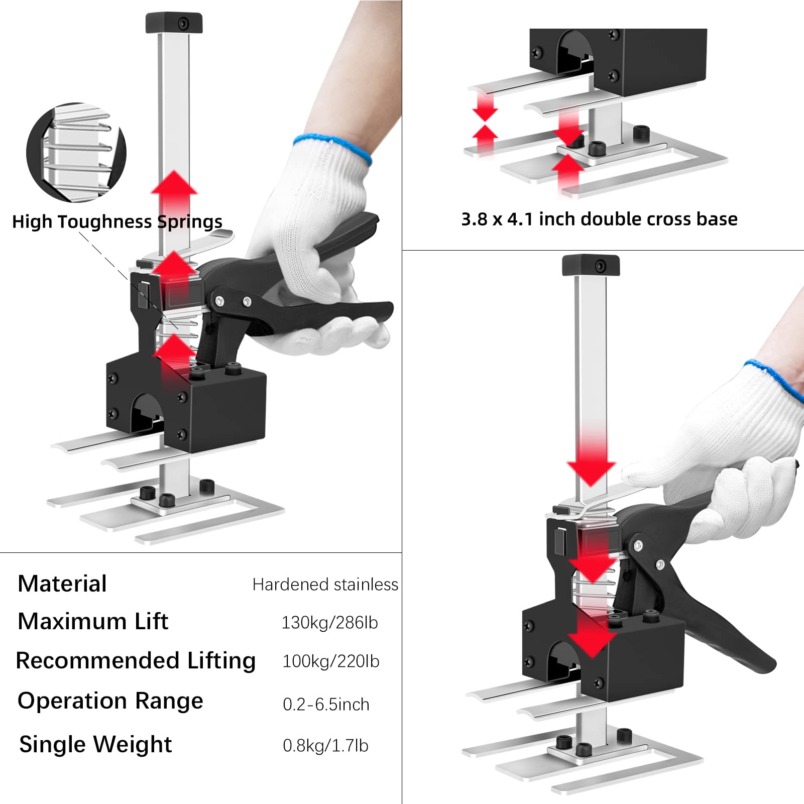 AMZKEIO Lever Arm Lifter, 12 Inch Labor Saving Arm Jack, Drywall Lift