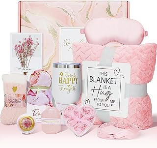 11 teilige Wellness Geschenkset für Frauen, Rosa Geburtstagsgeschenk Geschenkbox für Freund, Gute Besserung Geschenkkorb für Mama Mutter Schwester Valentinstag Freundin FreundinEhefrau Mädchen