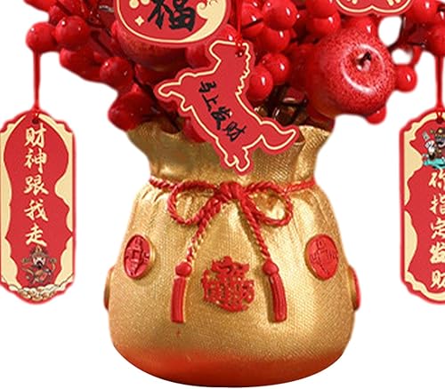 Miniatura 6 de Bothyi Cesta de flores, accesorios de fotos chinas, decoración de escritorio, bolsa de dinero artificial en maceta para Año Nuevo, cosecha, fiesta,