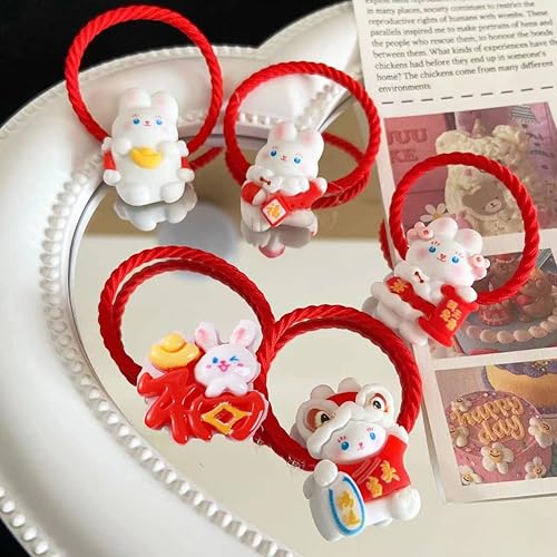 5 pares de bandas de conejo de Año Nuevo 2023 lindas bandas elásticas para el cabello de mezcla de colores bandas elásticas para el cabello para