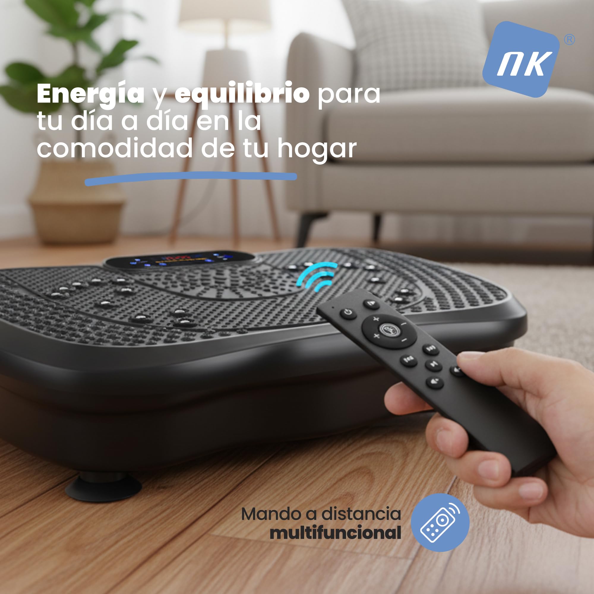 NK Plataforma Vibratoria de Entrenamiento, 99 Velocidades, 5 Modos Automáticos, Pantalla LED, Altavoz Bluetooth, Máquina de Ejercicio en Casa con Bandas de Resistencia, Silenciosa y Compacta