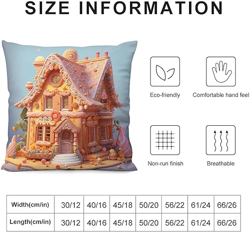 Miniatura 3 de Funda de cojín de 12 x 12 pulgadas, diseño de casa de jengibre con galletas de terciopelo para sofá, fundas de almohada para sofá, vacaciones de