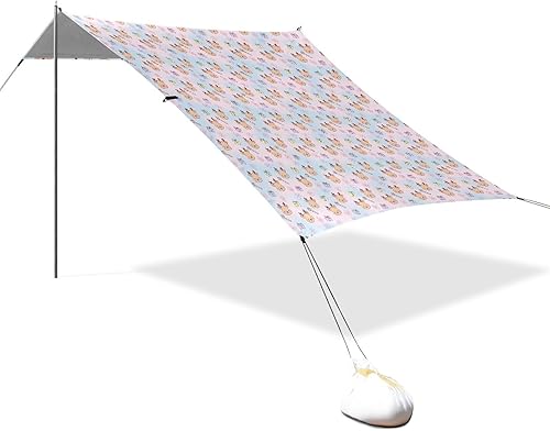 Christmas Deer & Gift Pink Pattern Easy Setup Beach Cabana Tent for Camping Trips, Fishing, Backyard Fun or Picnics UPF50 Portable Sun Shelter with