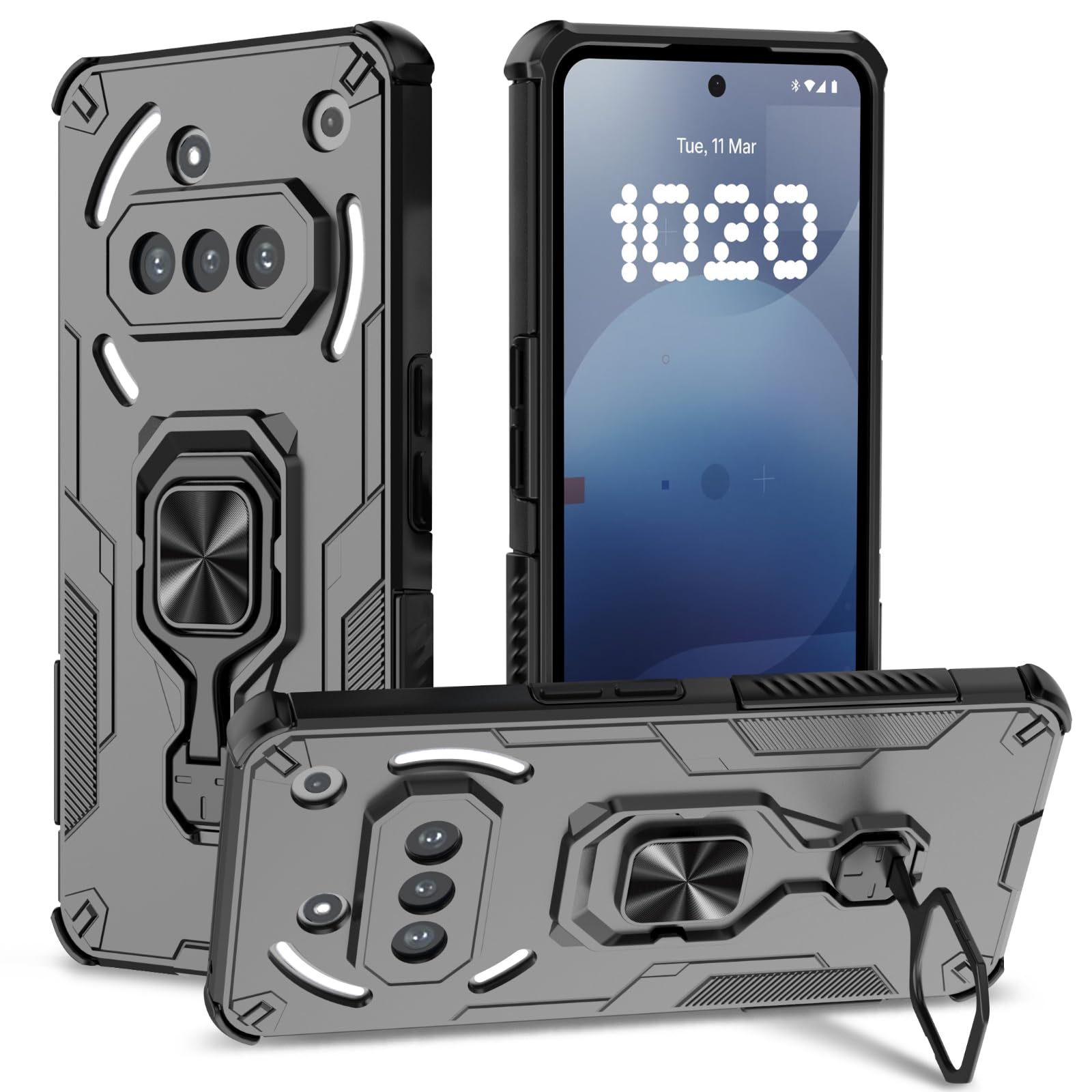 Funda para Samsung Galaxy A13 4G con Cristal Templado Protector Pantalla, Carcasa Antigolpes con Soporte anular metálico, Case Protectora de Grado Militar, Negro — view 200