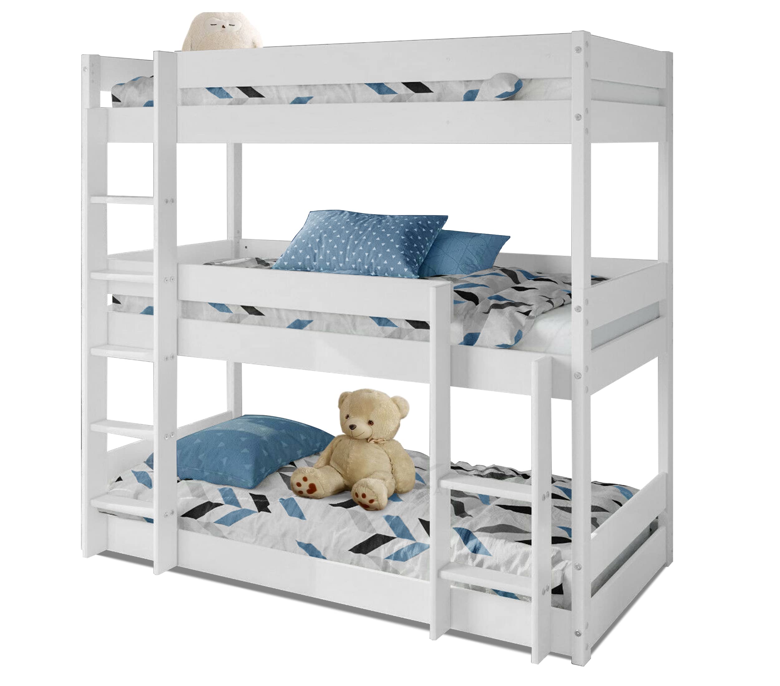 Buy Triple Bunk Bed 3ft Wooden Bunk Beds With Ladder Three Tier Sleeper