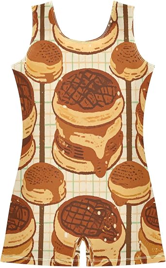 Gymnastics Leotards for Girls With Shorts Stacked Pancakes on Green Background Tumbling Outfits Dance Unitards 2-10Y
