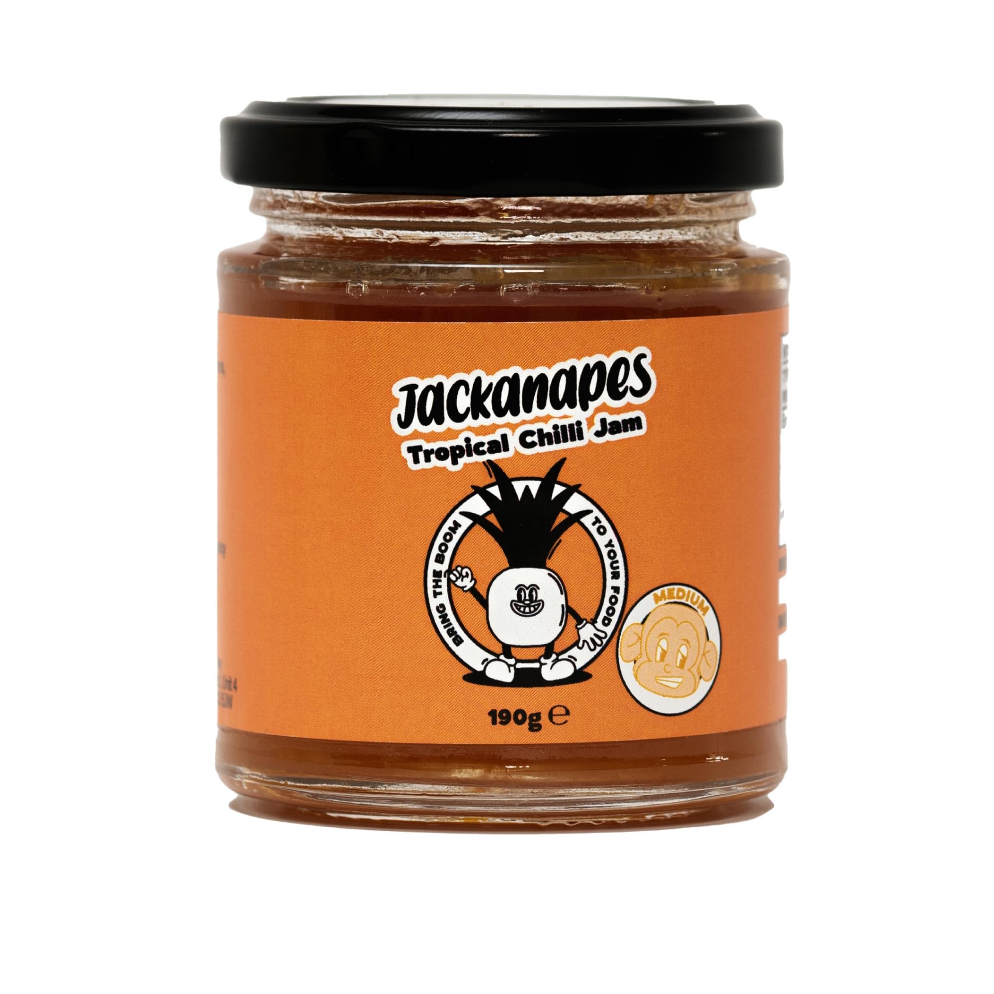 Tropical Chilli Jam by Jackanapes 190g - Medium Heat Lemon Drop Vegan Chilli Jam with Mango, Pineapple and Papaya - Made in the UK