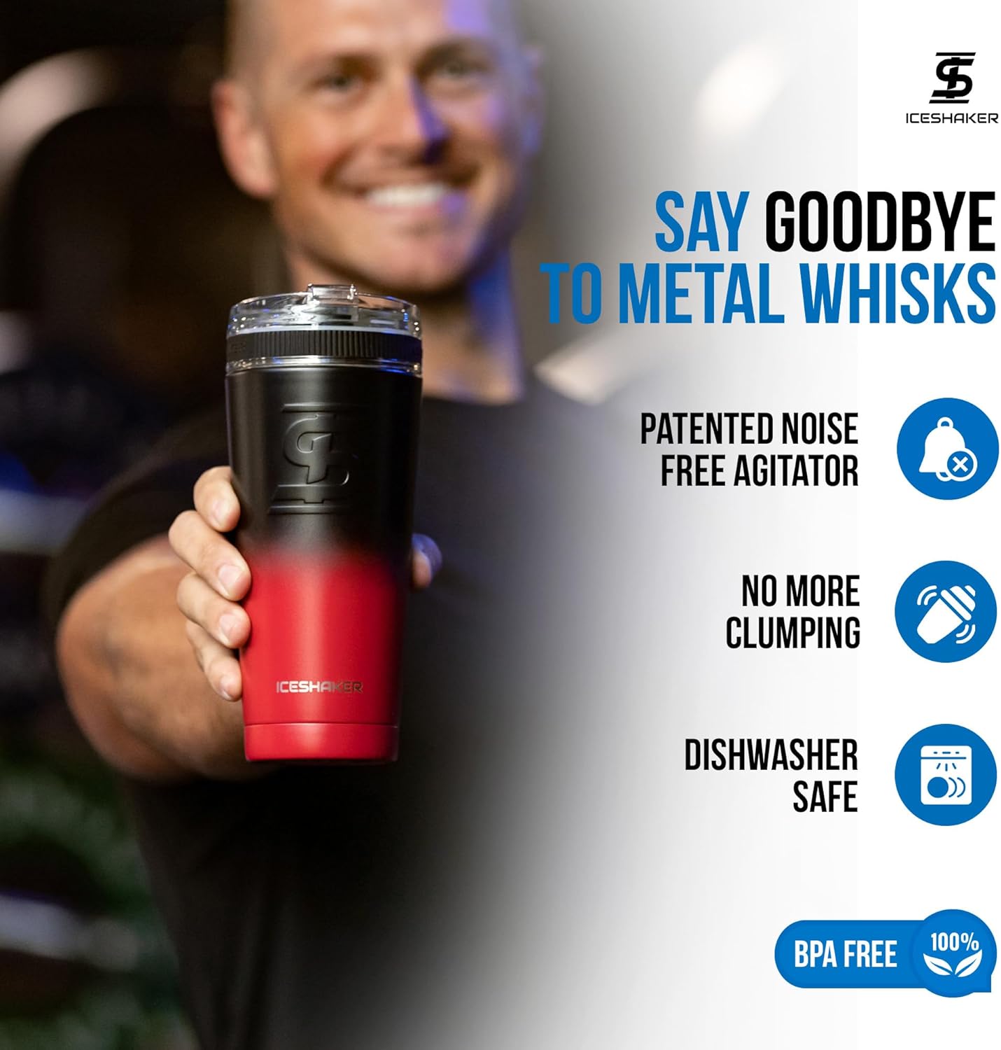 Ice Shaker Insulated Stainless Steel Shaker Bottle | 26oz, Red/black | Cold for 30+ Hours | Insulated Cup with Twist-on Agitator | Odor-Free Bottle for Protein Shakes, Water, Smoothies, Cocktails - Image 4