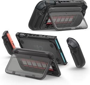 Spigen Designed for Nintendo Switch 2 Case, Snap Switch Shockproof Case with Detachable Game Card Storage, Kickstand, Removable Joycon and Ergonomic Grip - Black