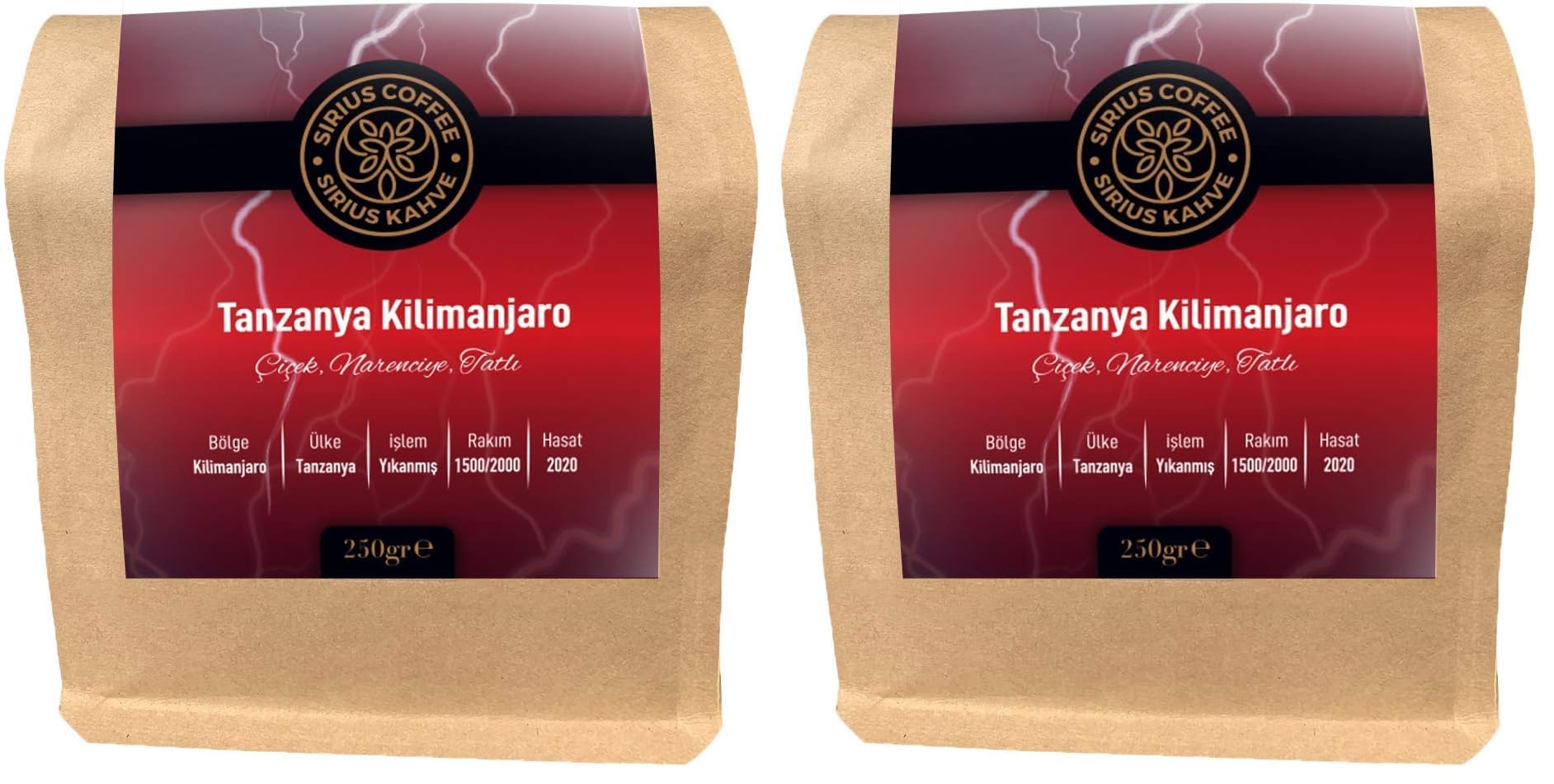 Sirius Premium Kahve Tanzanya Kilimanjaro 250 gr - Çekirdek (2 paketi)