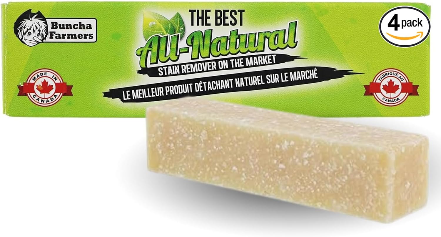 BunchaFarmers Stain Remover Stick – All Natural, Biodegradable, Eco-Friendly – Made in Canada – 4 Pack (1.76 oz Each)