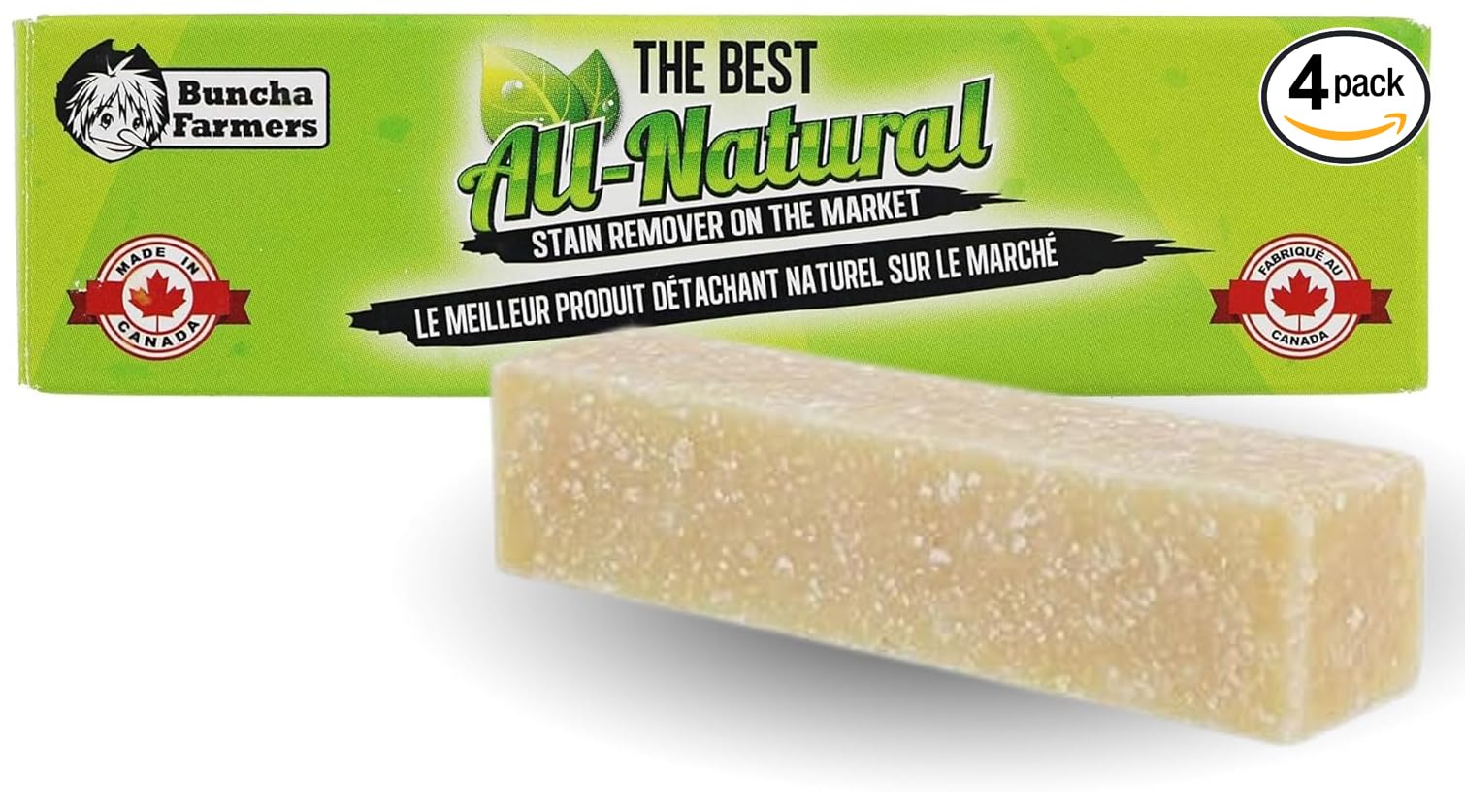 BunchaFarmers Stain Remover Stick – All Natural, Biodegradable, Eco-Friendly – Made in Canada – 4 Pack (1.76 oz Each)