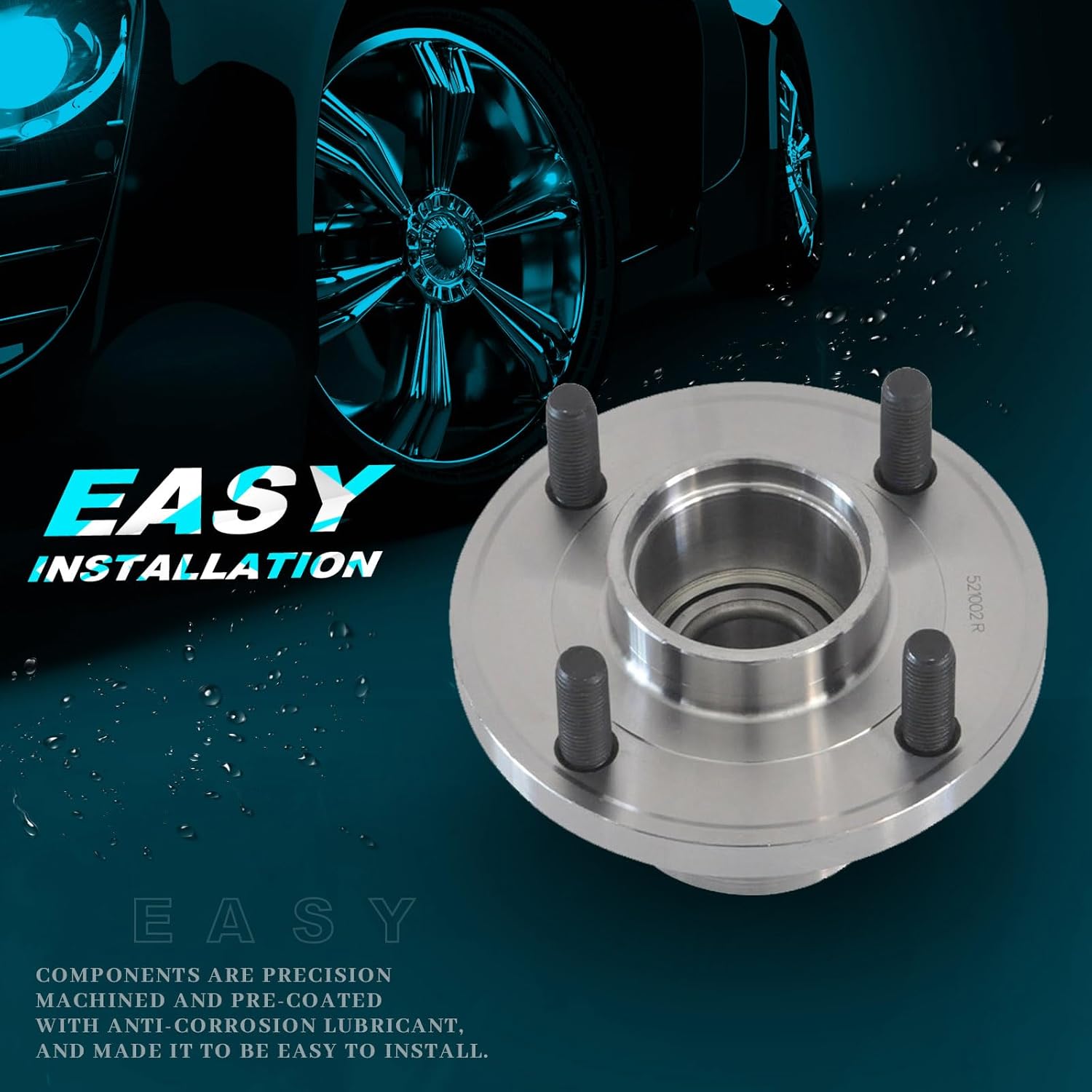 IRONTEK Rear Driver or Passenger Side Wheel Hub 521002 Fit for Ford 2001-2007 Focus 4 Lugs 1PCS