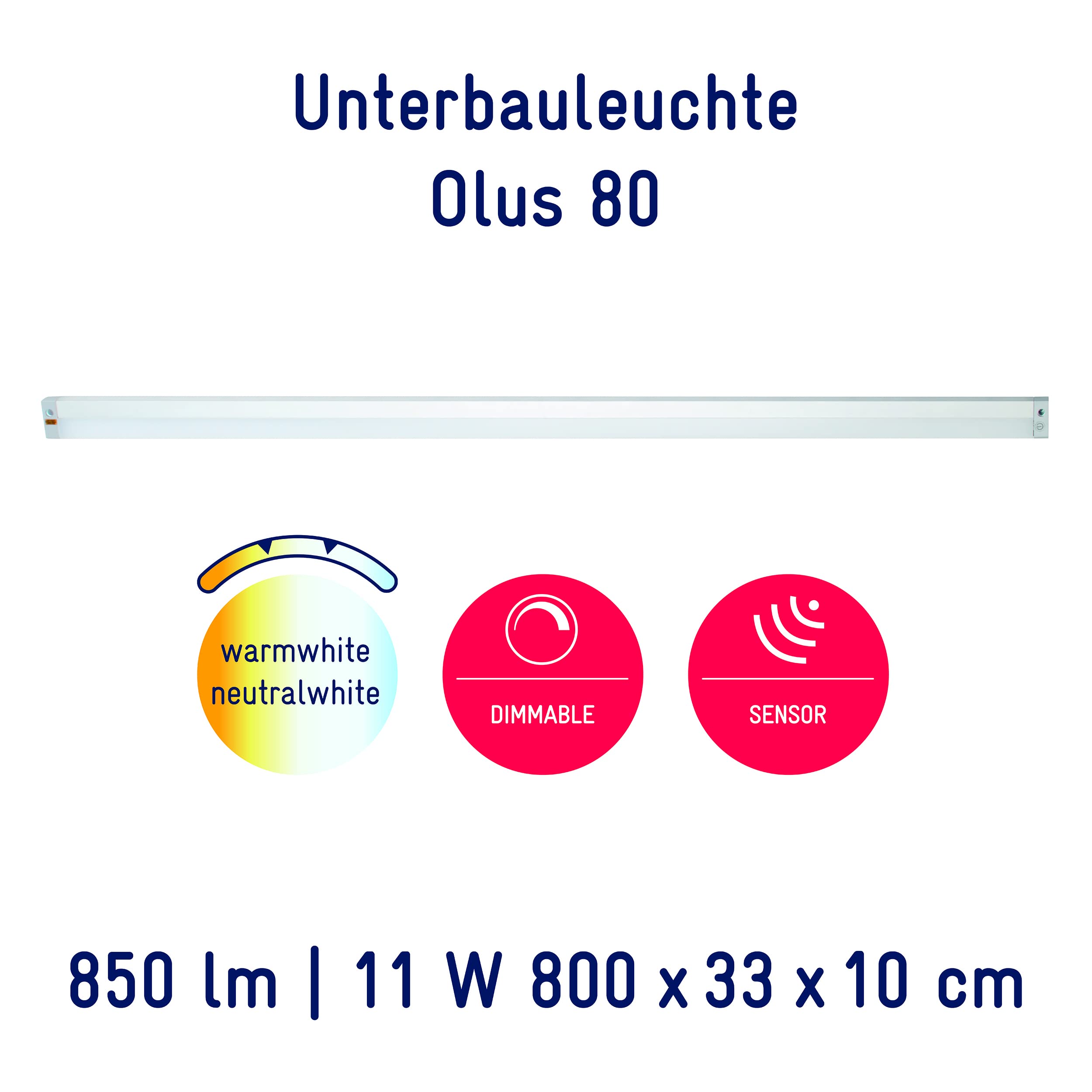 Mueller-Licht 20000098 Olus Sensor LED-Unterbauleuchte 11W Warmweiß Weiß