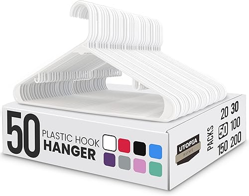 Vista 65 de Utopia Home Perchas de plástico, paquete de 30 unidades, perchas con ganchos, duraderas y ahorran espacio (negro)