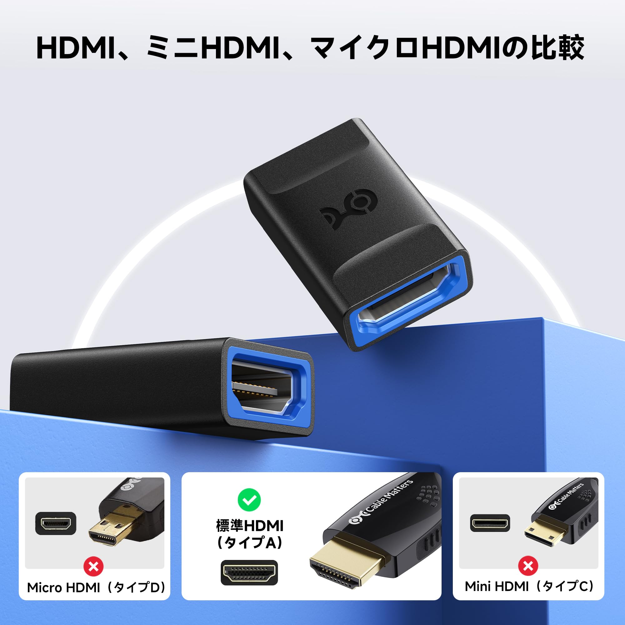 Amazon.co.jp: Cable Matters 2個セット 48Gbps 8K HDMIメスメス