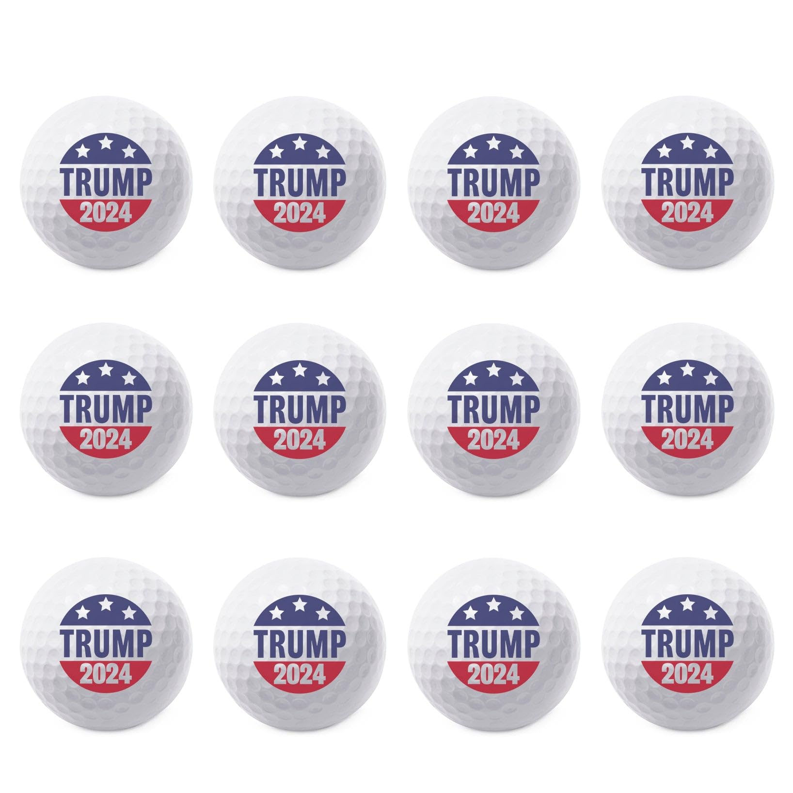 TeesAndTankYou Trump 2024 Badge Golf Ball - Novelty Gift for Men Golfers and Dad (Pack of 12)