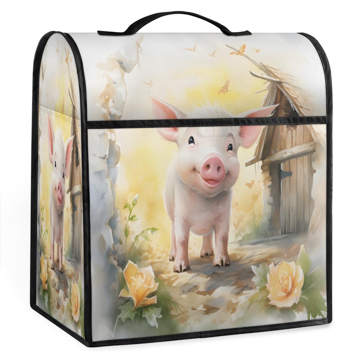 Coffee Maker Cover Cute Childish Pig Kitchen Appliance Covers Small Appliance Covers Blender Cover Juicer Cover Dust Covers for Kitchen Appliances with Top Handle and Pockets,Washable,C82