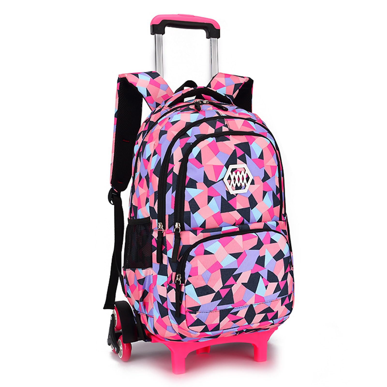 TRAVELKNOT Mochila Escolar con Ruedas para Niñas Mochilas Infantiles Primaria Niños Niñas Bolsas Escolares con Ruedas Casual Escuela Cabina Niños Negro 33 * 24 * 48cm