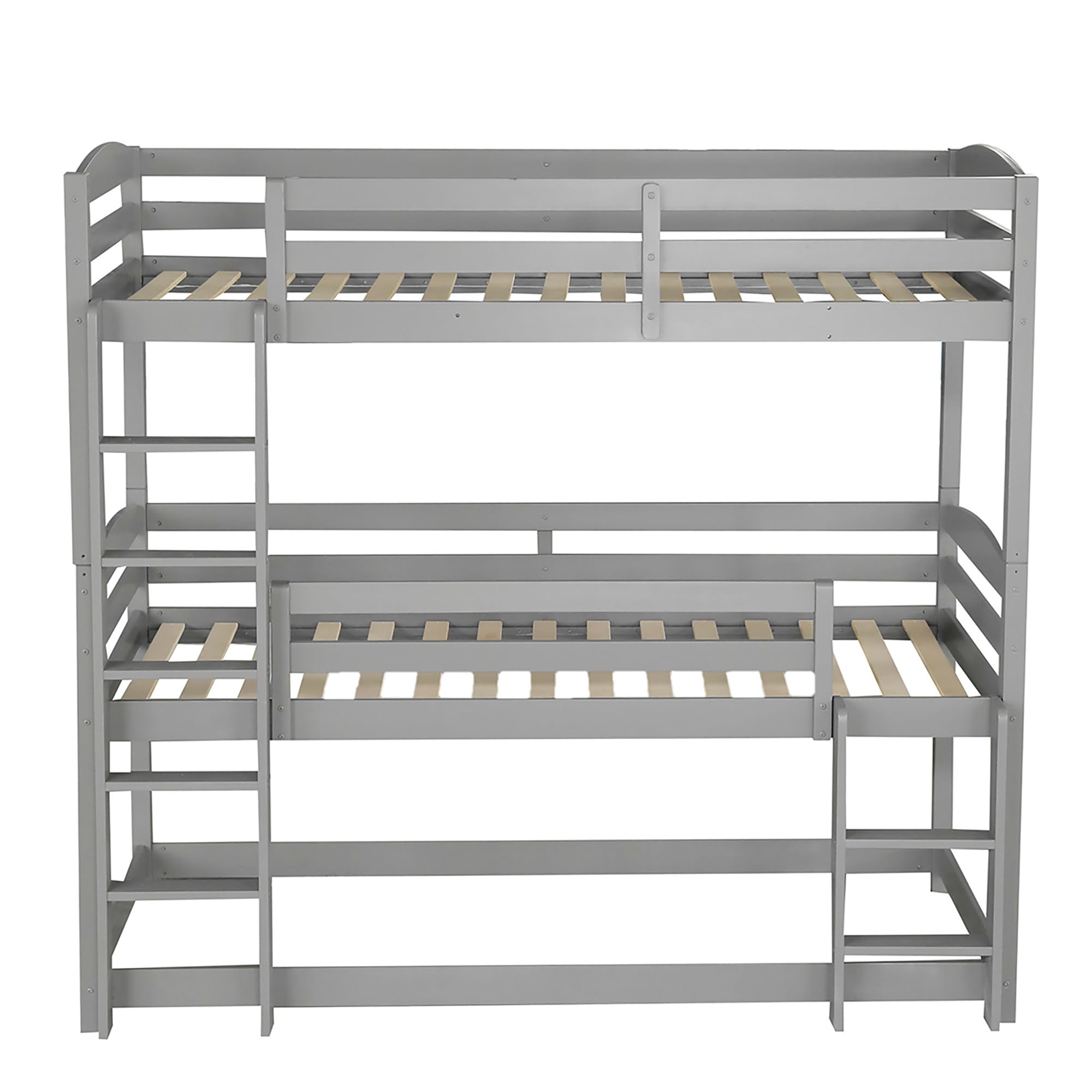 Letto A Soppalco Per 3 Bambini - Con Scala E Armadio, 1 Letto 140x200 Cm E 2 Letti 90x200 Cm, In Legno Massello, Bianco - Foto 6