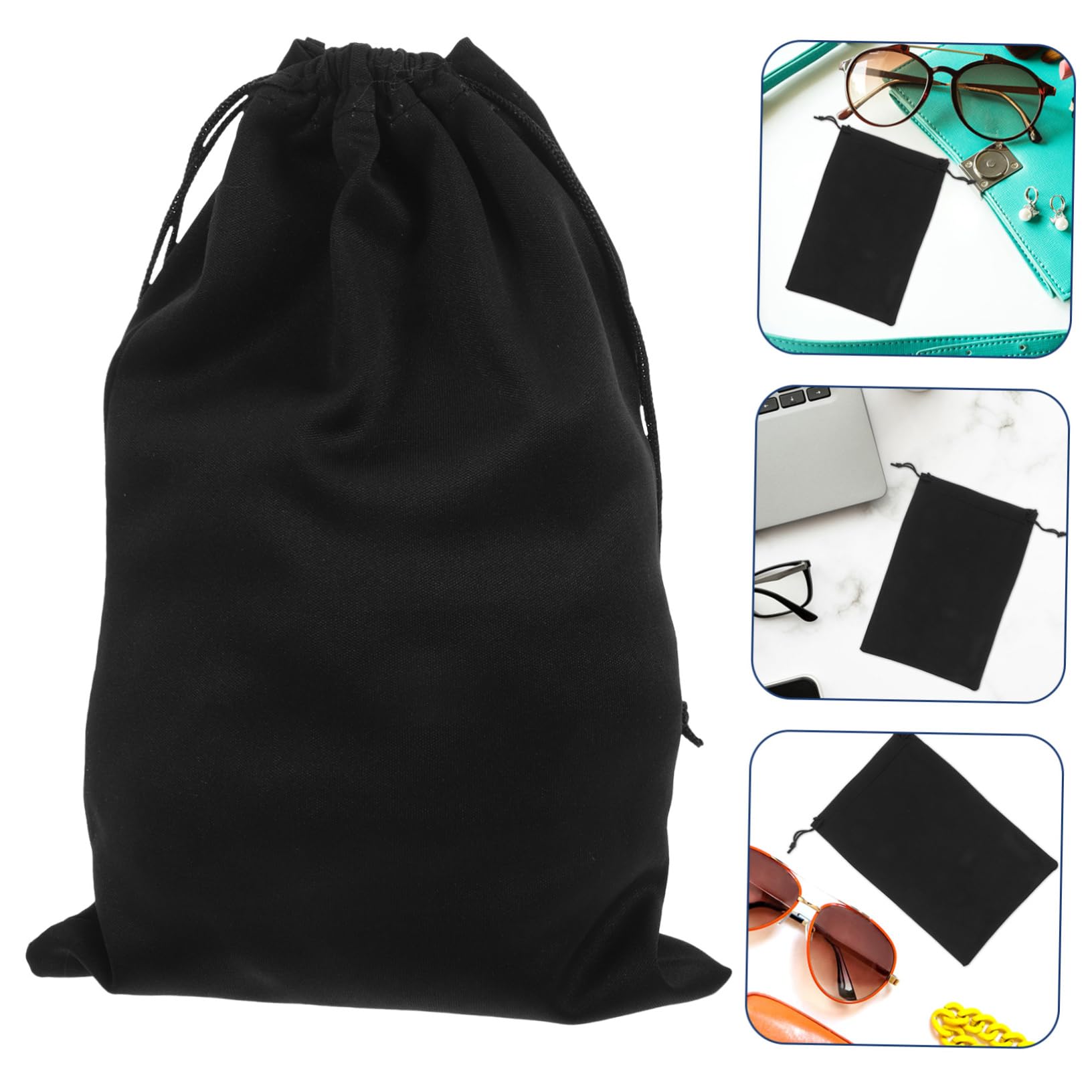 WOONEKY 10pièces Pochette Ski Microfibre Souple Anti-Rayures pour Lunettes Snowboard Masques Et Lentilles Noir
