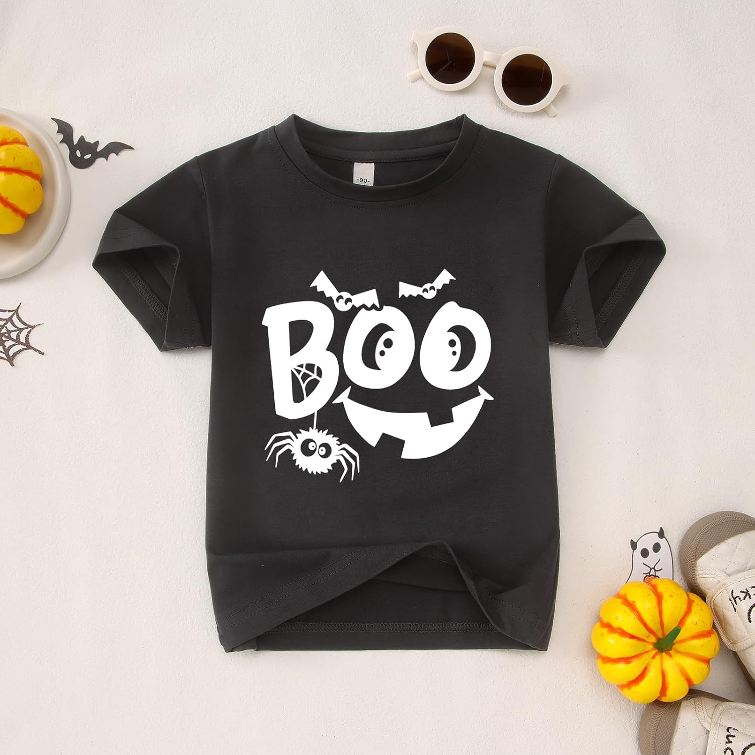Toddler Halloween Shirts Baby Boy Girl Pumpkin Face Boo Tshirt Kids Spooky Season Outfit Fall Short Sleeve Tee Tops - Image 6