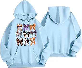 Halloween Hoodies for Women 2025 Fall Fashion Long Sleeve Cute Ghost Graphic Lightweight Hoodie with Pockets