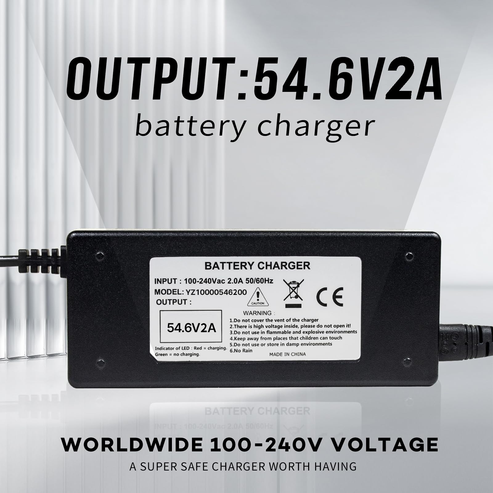 Chargeur de batterie au lithium 54,6 V 2 A pour batterie au lithium tuttio soleil01 48 V 21 Ah, chargeur intelligent avec écran pour éviter la surcharge