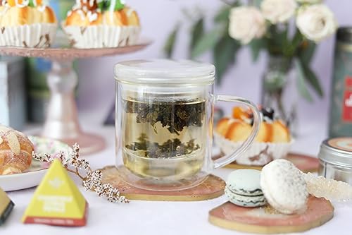 Miniatura 2 de Teabloom Taza de té de vidrio de borosilicato a prueba de calor y aislada con infusor para té suelto de hoja entera  Tea Purist's Choice  Taza de