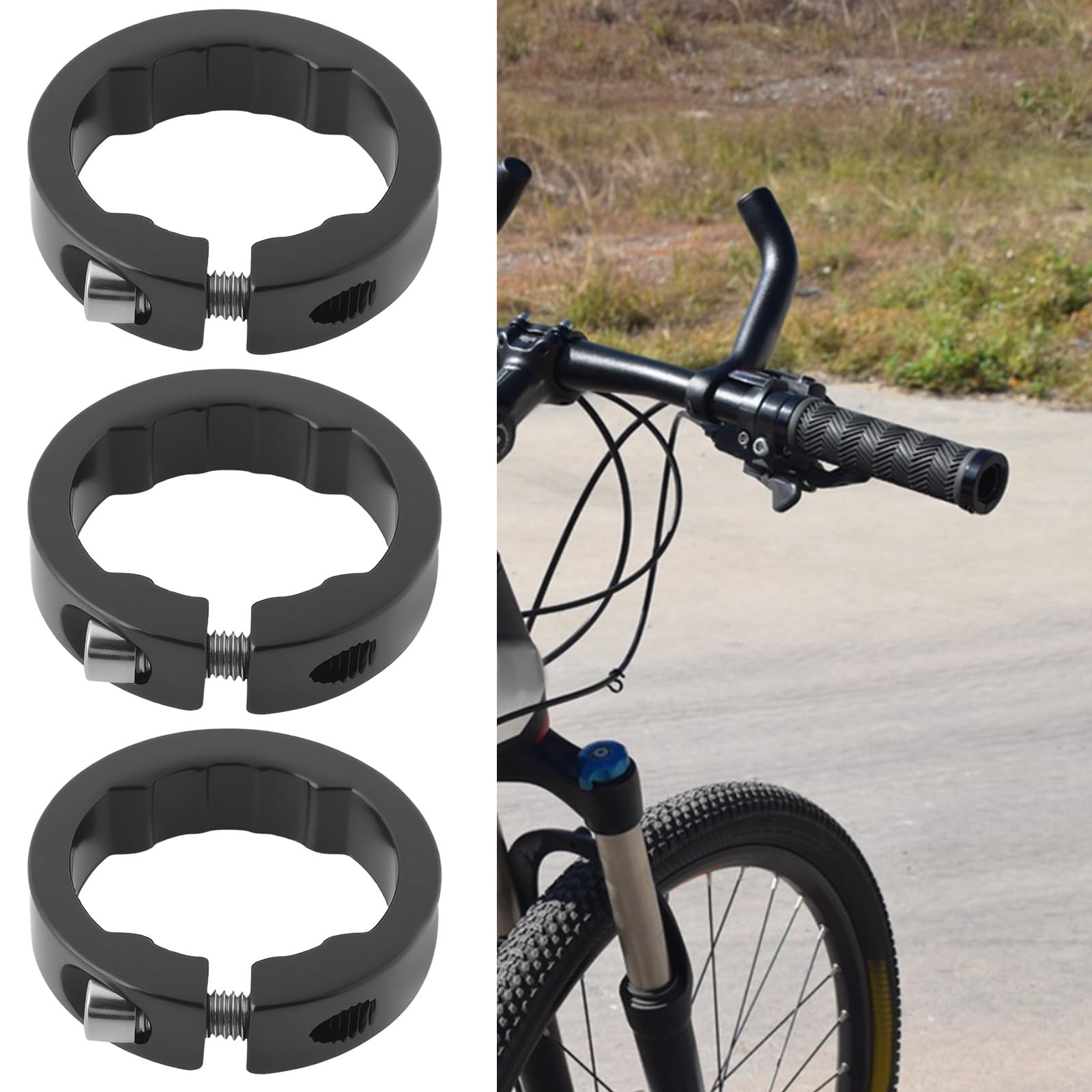 ECSiNG 2 Paar 22,2 MM Fahrrad Griffe Klemm Ringe für Bike Lock-On Grip System Fahrrad Lenker Zubehör Aluminium Legierung Schwarz Sport & 