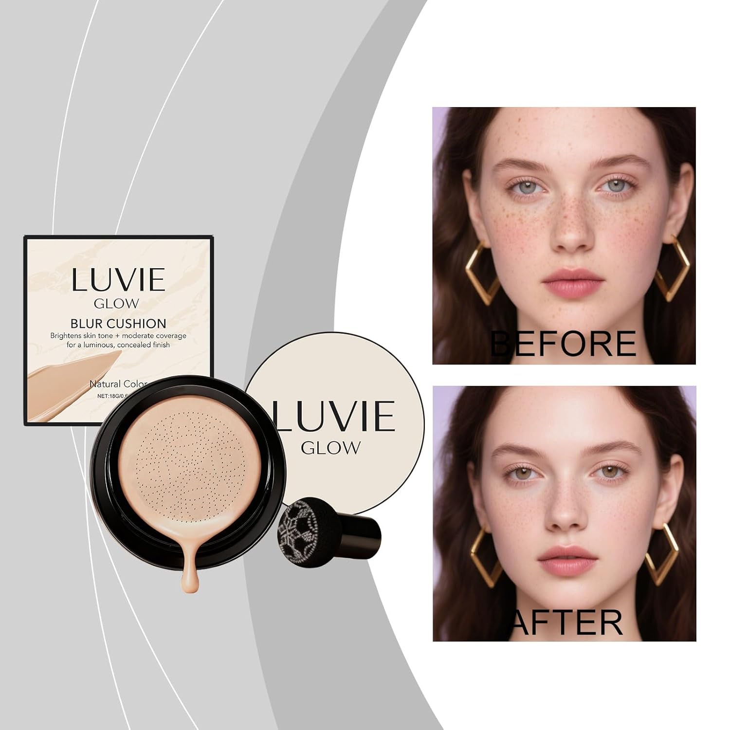 Luvie Glow Foundation Cushion, 2026 New Mushroom Head Air Cushion CC Cream, Luvie G... - Image 2