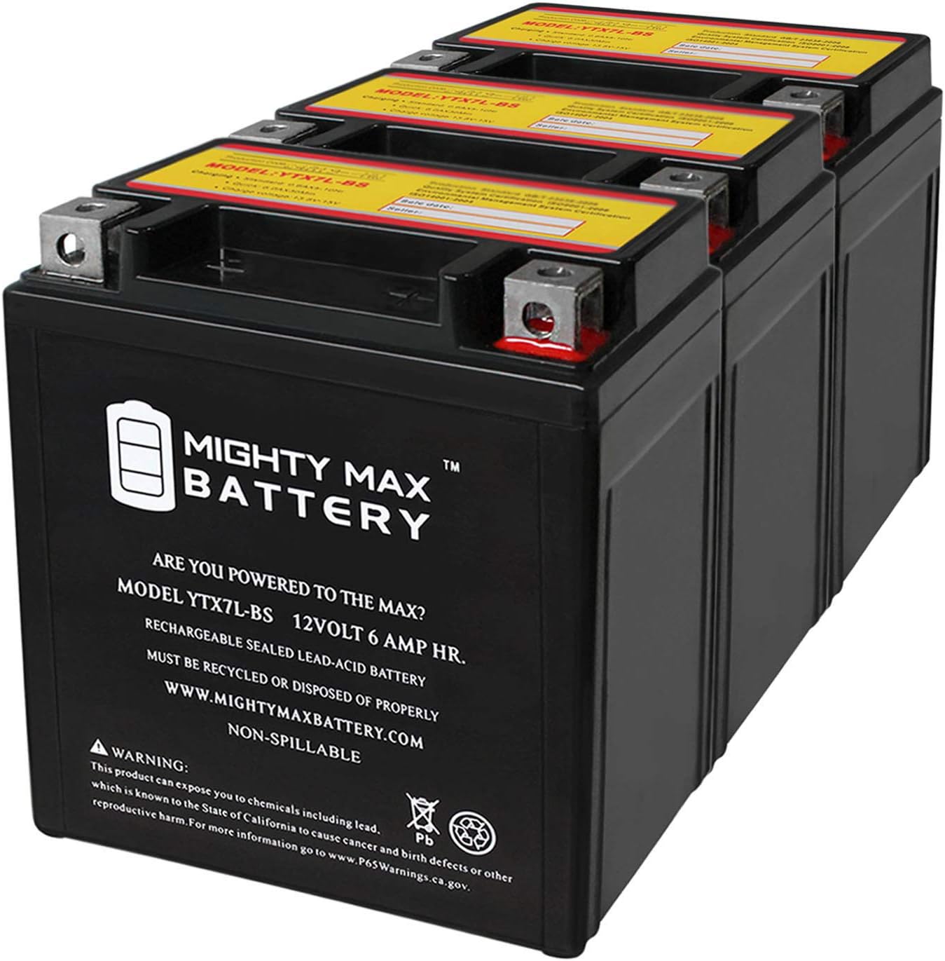 Mighty Max Battery YTX7L-BS 12V 6AH Replaces Motorbike HONDA TR200 Fat Cat 200CC -3 Pack