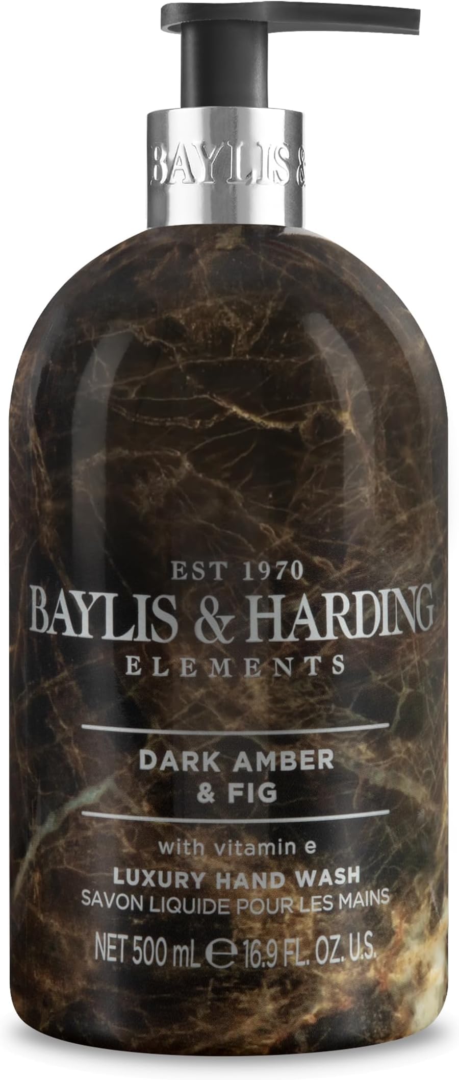 Liquid Hand Soap Wash with Dispenser, Elements, Dark Amber & Fig, 16.9oz/500ml