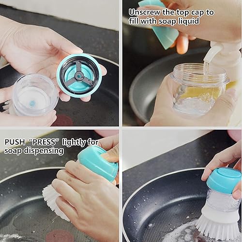 Miniatura 8 de ITTAHO - Herramienta de limpieza extensible para ventana y cepillo de platos con dispensador de jabón