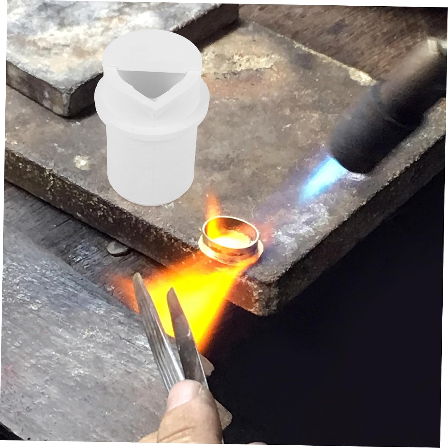 LIFKOME Quartz Melting Crucible with Lid High Temperature Resistant Ceramic Crucible for Jewelry Metal Casting for Lab Use and Smelting Molds