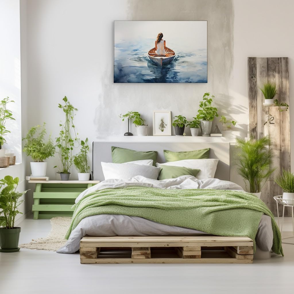 Canvas for Living room. Solitude at Sea: A Vision of Serenity in White, 27 x 18 inch Canvas Wall Art - Modern Home Decor