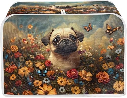 Miniatura 17 de Talayituse Cubierta para tostadora con estampado de flores de gato, ranura ancha de 2 rebanadas, ligera, protección contra el polvo, lavable, Flor