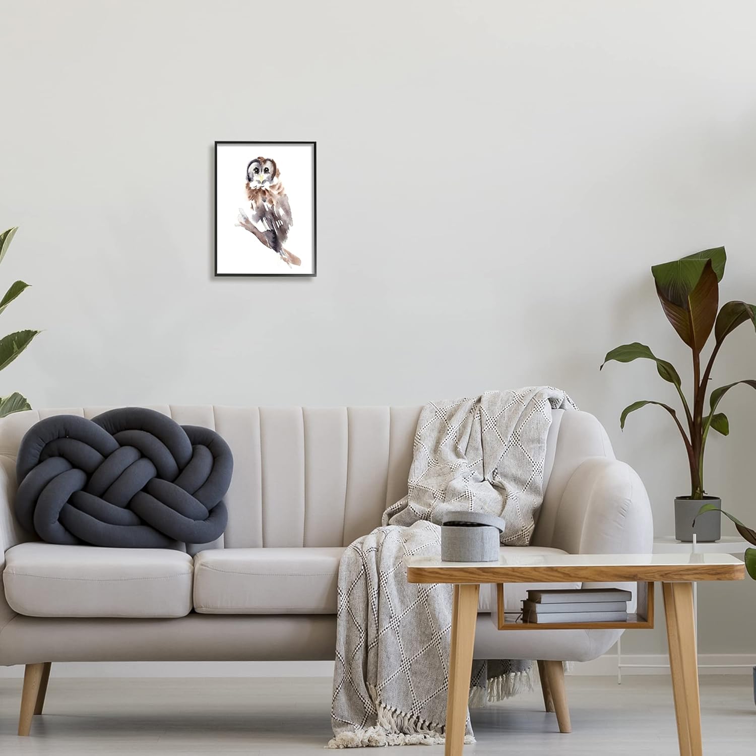 Stupell Industries Perched Owl Gazing Watercolor Style Framed Wall Art, Design by Annie Warren