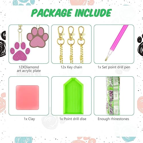 Miniatura 9 de Kit de 12 llaveros de pintura de diamante para árbol de Navidad, de doble cara, para bricolaje, lindo árbol de Navidad, pintura de diamante,