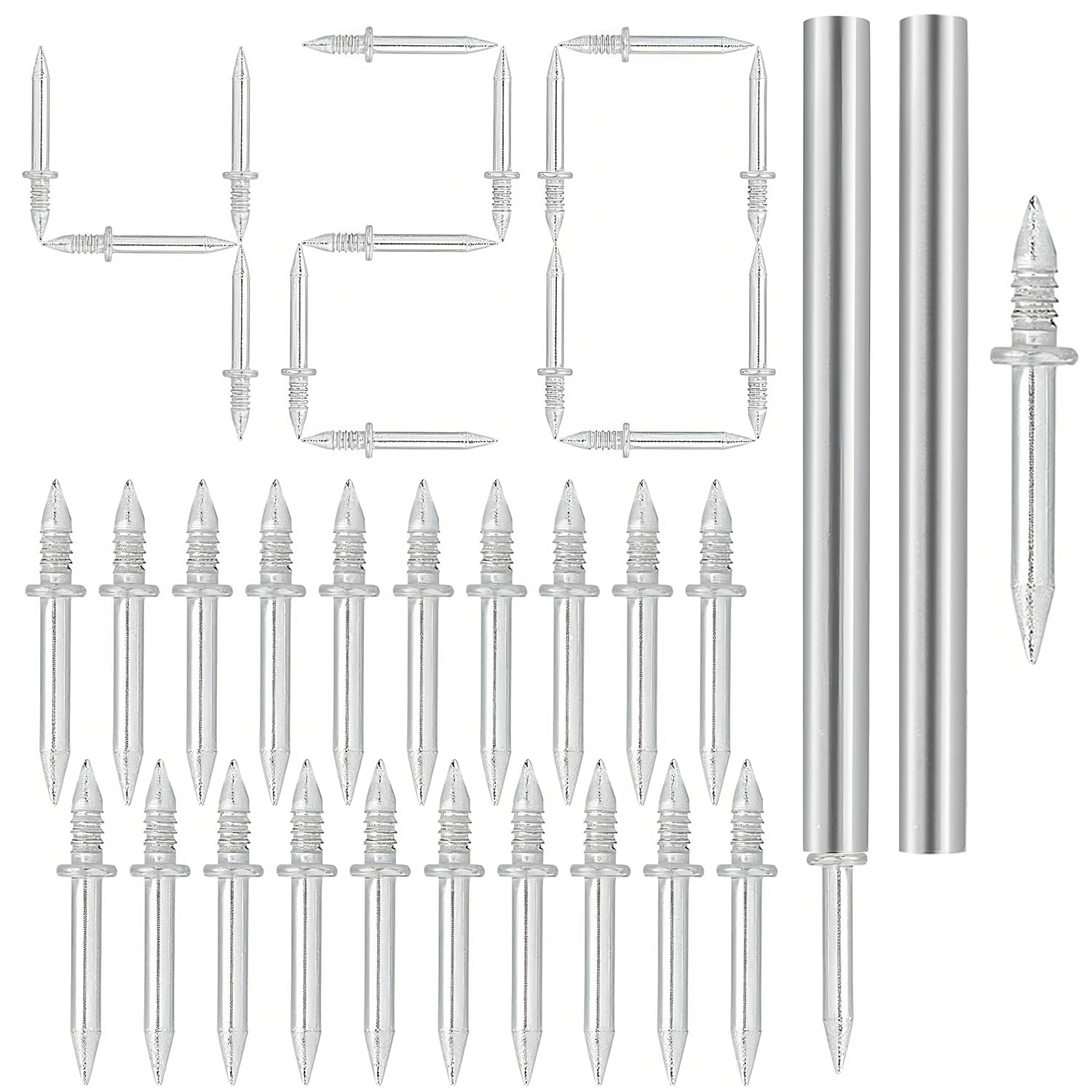 420 Pcs Double Headed Skirting Nails, Double Sided Traceless Nails with Sleeve Tool
