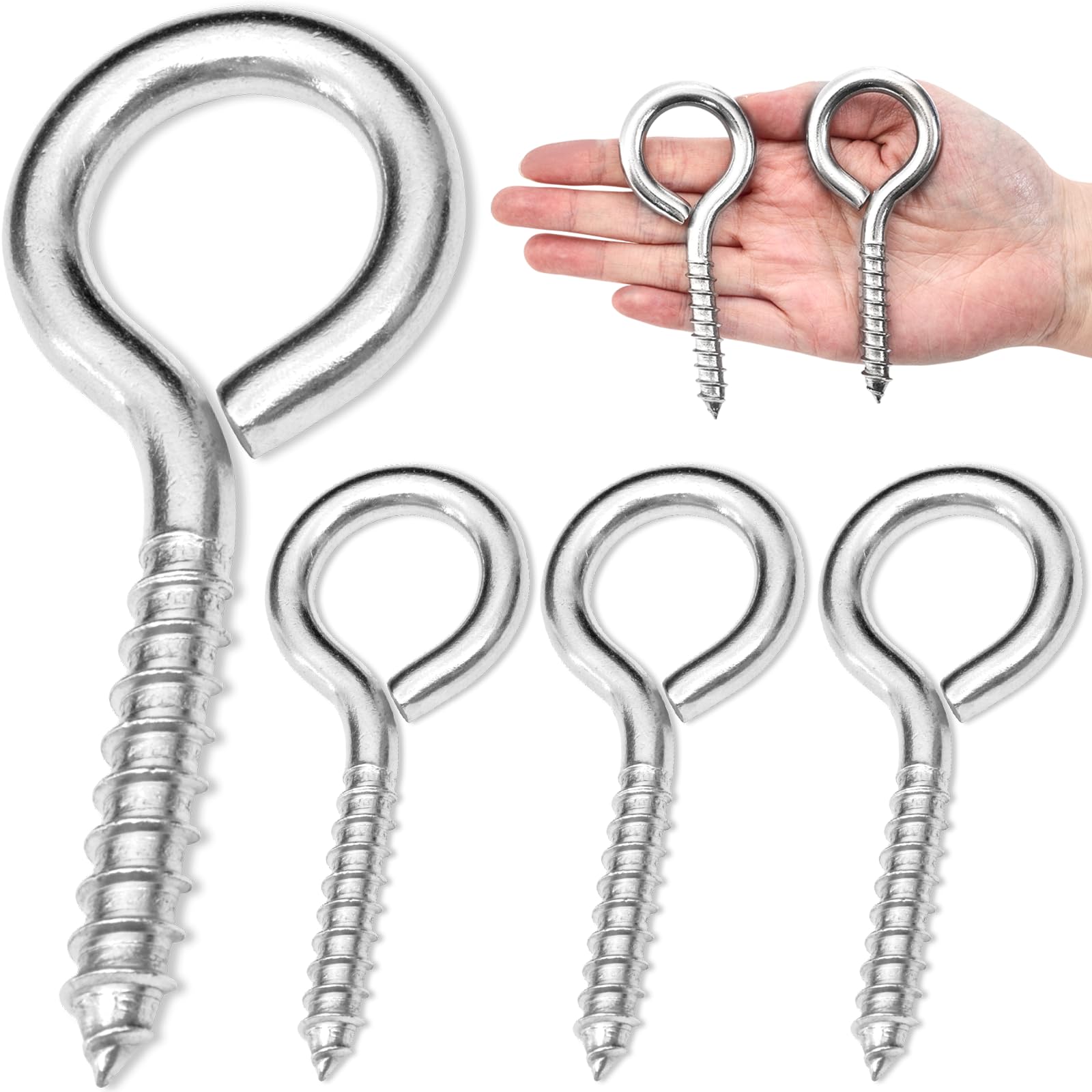 Stainless Steel Screw Eyes - 10 Pack, Heavy Duty -11